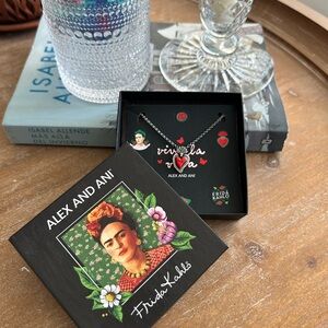 Alex and Ani Frida Kahlo Silver and Black Necklace
